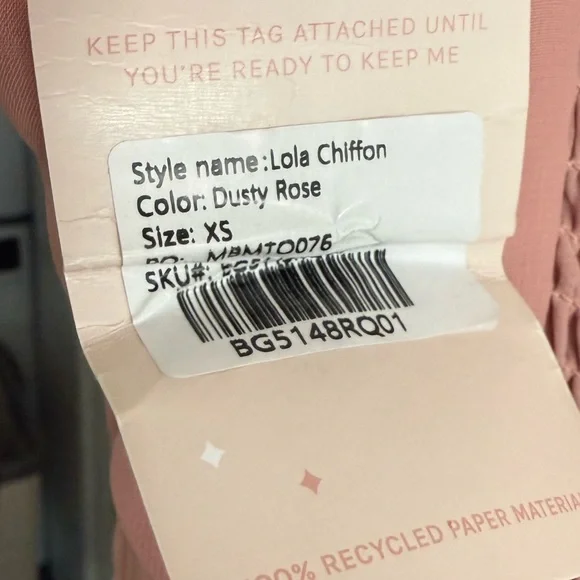 NWT Birdie Grey Lola Dress in Chiffon Dusty Rose - Picture 4 of 7